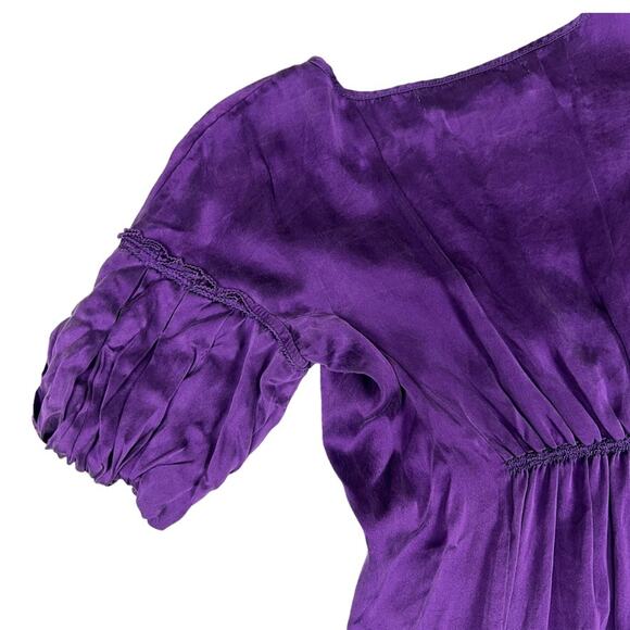 Studio M Blouse 100% Silk Purple Surplice V-Neck Short Sleeve Women's Medium‎ - Picture 8 of 9